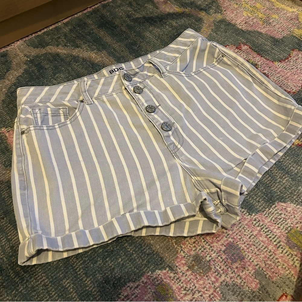 BDG super high rise foxy striped jean shorts- size 31- 100% cotton